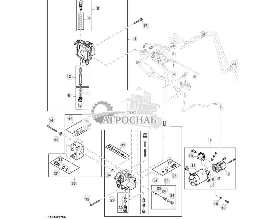 Клапан управления рулевой системы, с AutoTrac™ и резервным насосом (для стран СНГ, Европы, Северной Африки, Ближнего Востока) ( - 804100) - ST881945 544.jpg